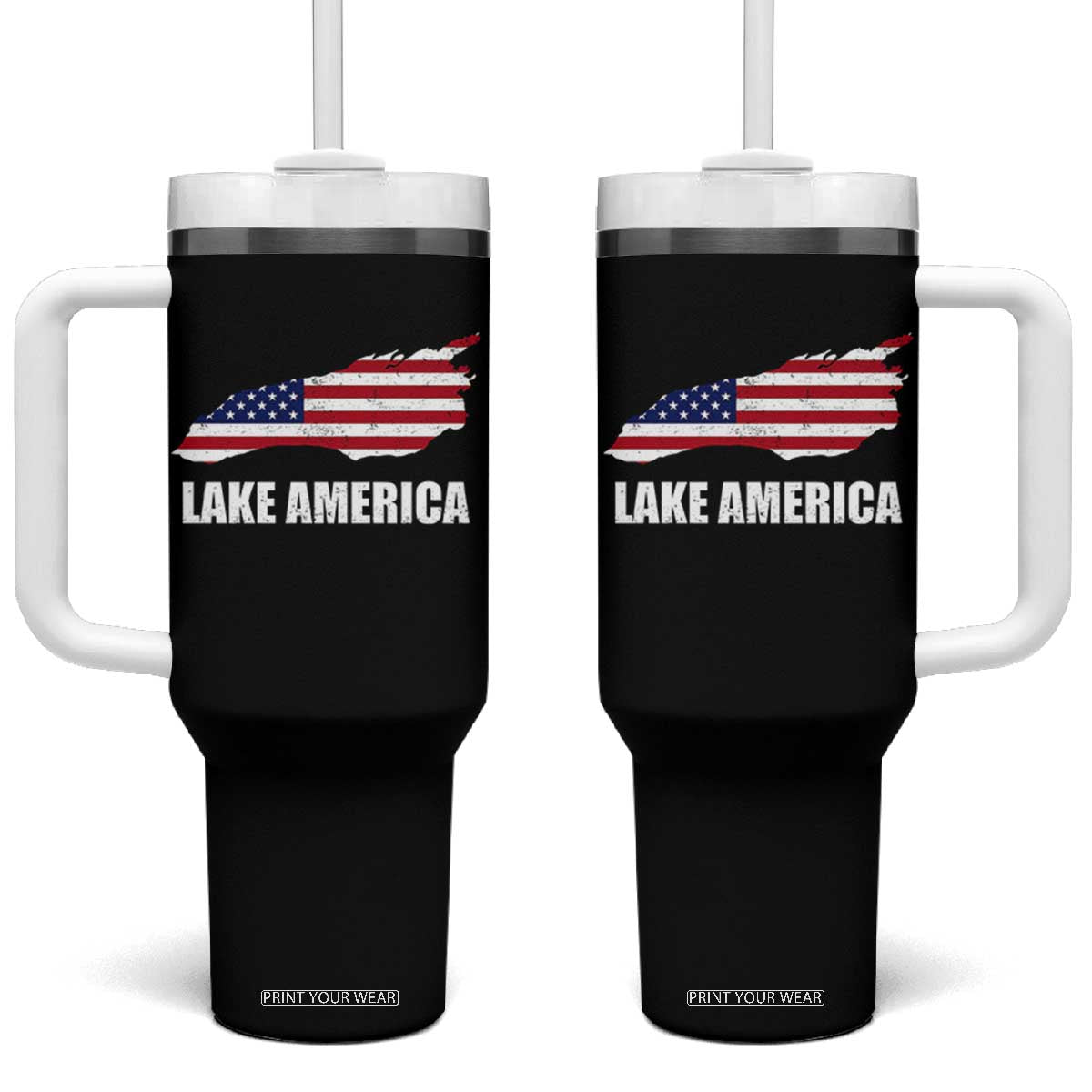 Lake America American Flag Lake Map Tumbler With Handle Patriotic Great Lakes