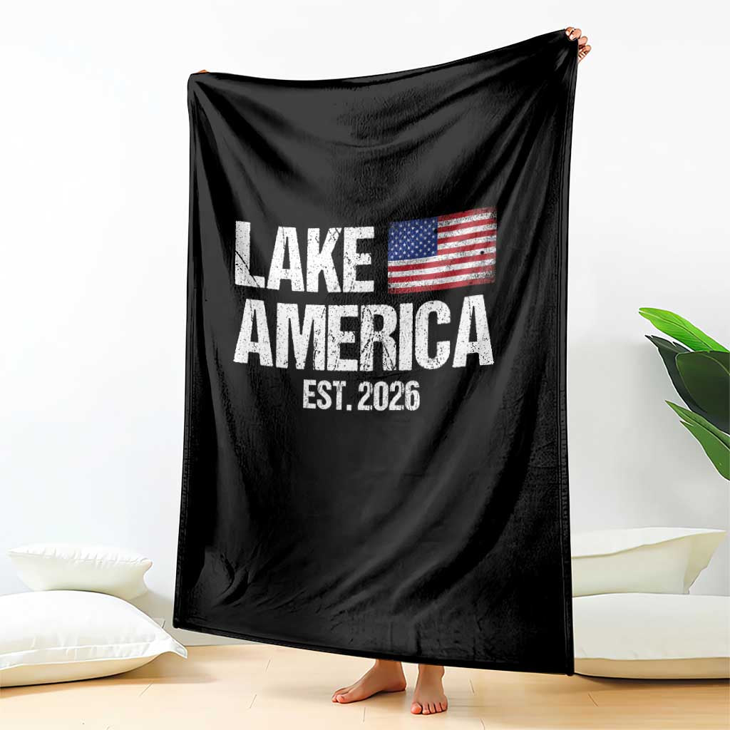 Lake America Est 2026 Vintage Throw Blanket American Flag Great Lakes