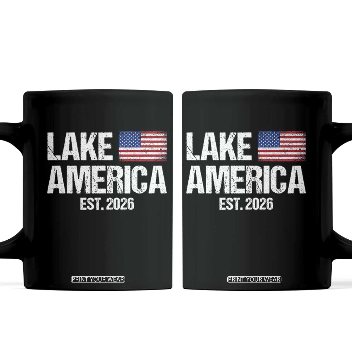 Lake America Est 2026 Vintage Coffee Mug American Flag Great Lakes