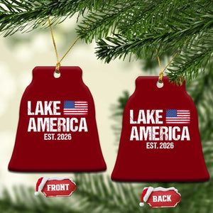 Lake America Est 2026 Vintage Ceramic Ornament American Flag Great Lakes