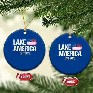 Lake America Est 2026 Vintage Ceramic Ornament American Flag Great Lakes