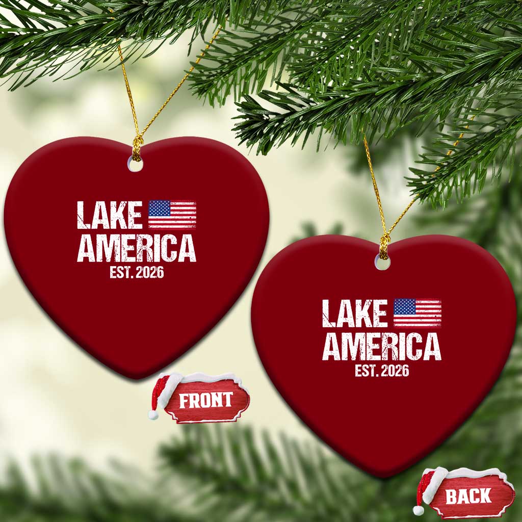 Lake America Est 2026 Vintage Ceramic Ornament American Flag Great Lakes
