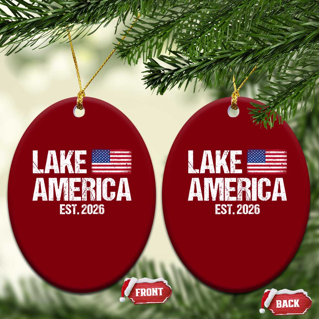 Lake America Est 2026 Vintage Ceramic Ornament American Flag Great Lakes