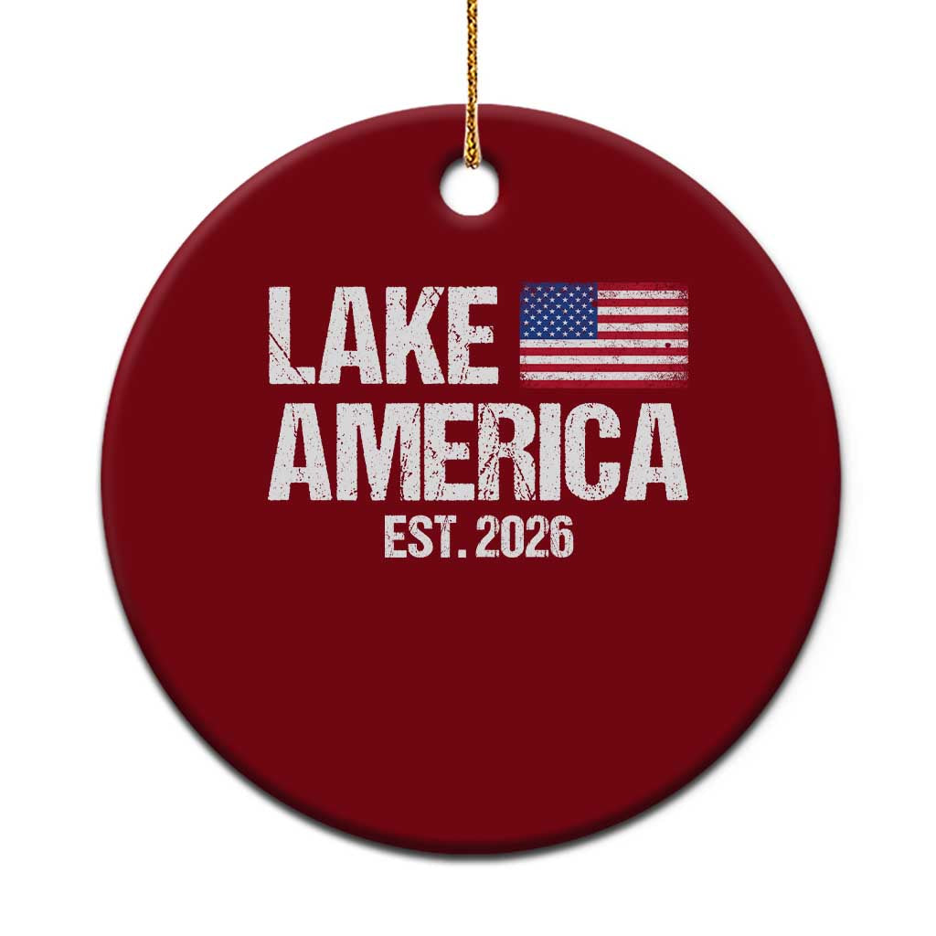 Lake America Est 2026 Vintage Ceramic Ornament American Flag Great Lakes