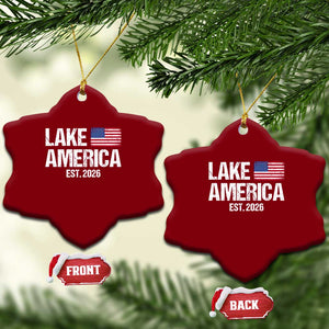 Lake America Est 2026 Vintage Ceramic Ornament American Flag Great Lakes
