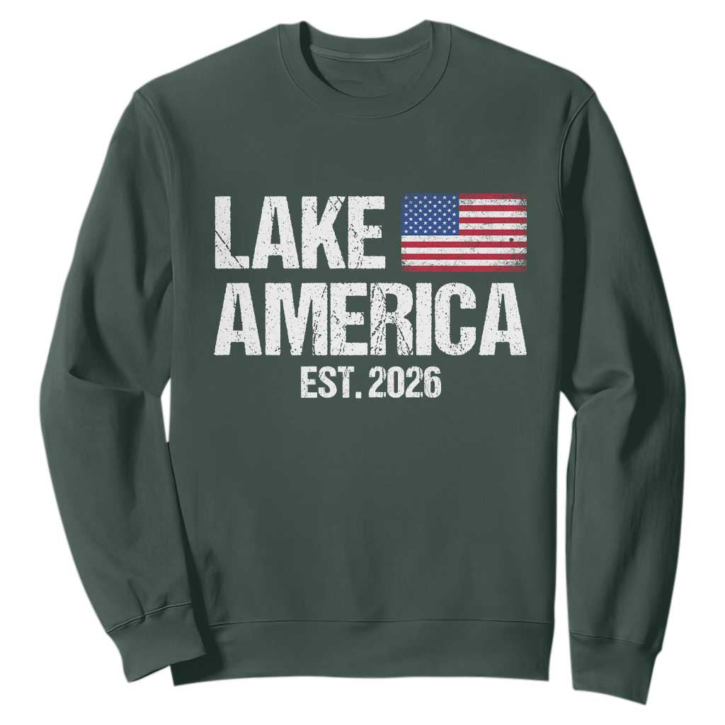 Lake America Est 2026 Vintage Sweatshirt American Flag Great Lakes
