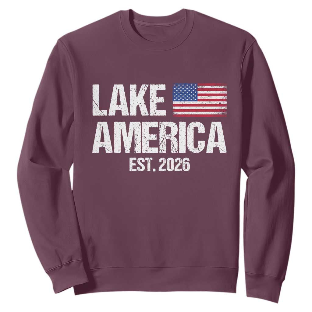 Lake America Est 2026 Vintage Sweatshirt American Flag Great Lakes