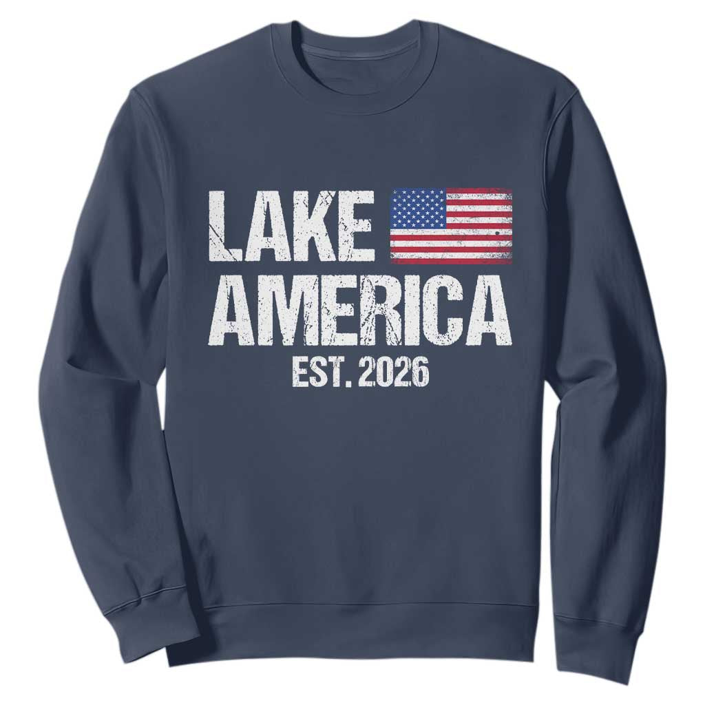 Lake America Est 2026 Vintage Sweatshirt American Flag Great Lakes