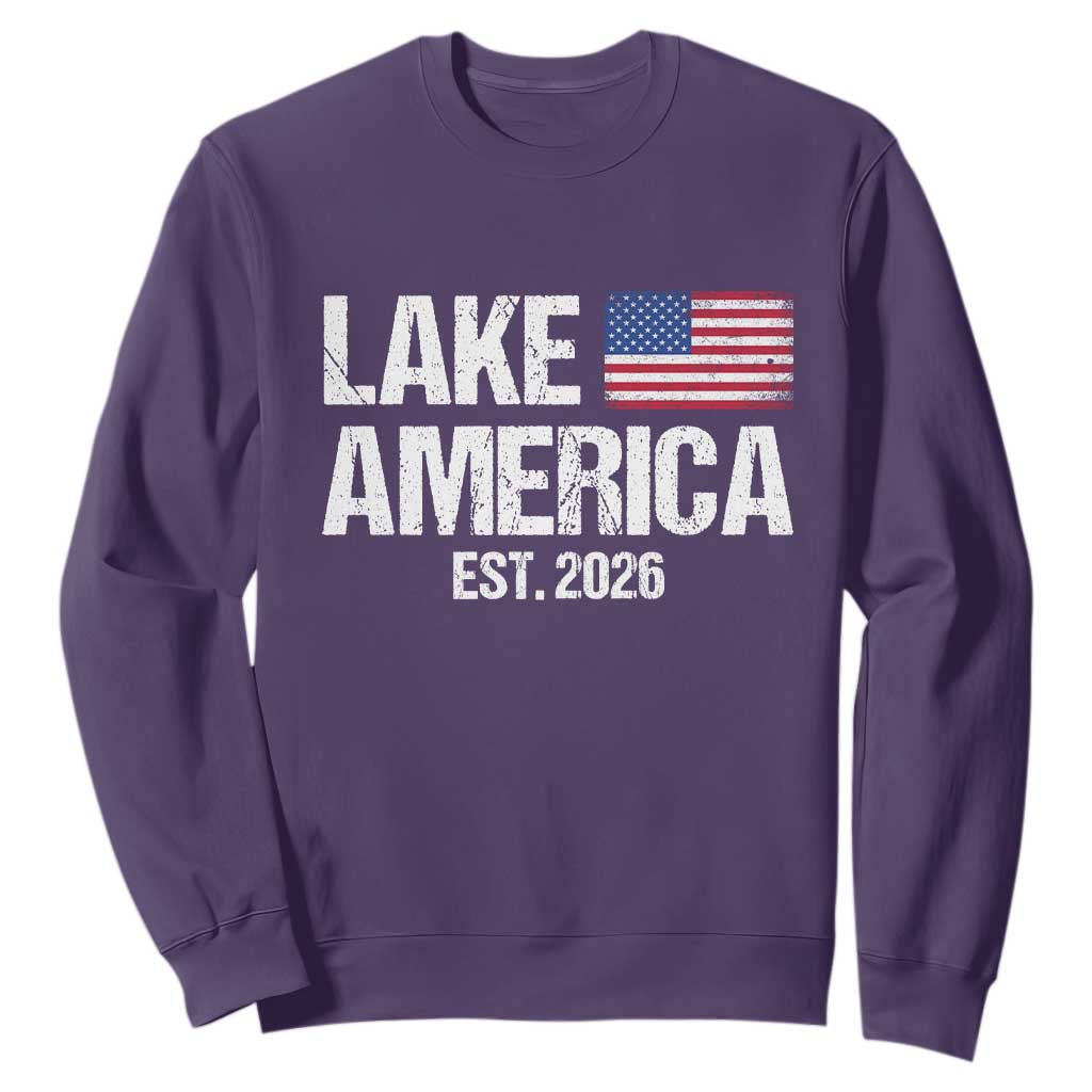 Lake America Est 2026 Vintage Sweatshirt American Flag Great Lakes
