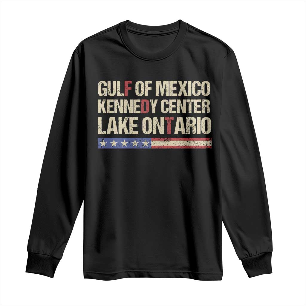 Gulf Of Mexico Kennedy Center Lake Ontario Satire Long Sleeve Shirt Subtle FDT Vintage US Flag