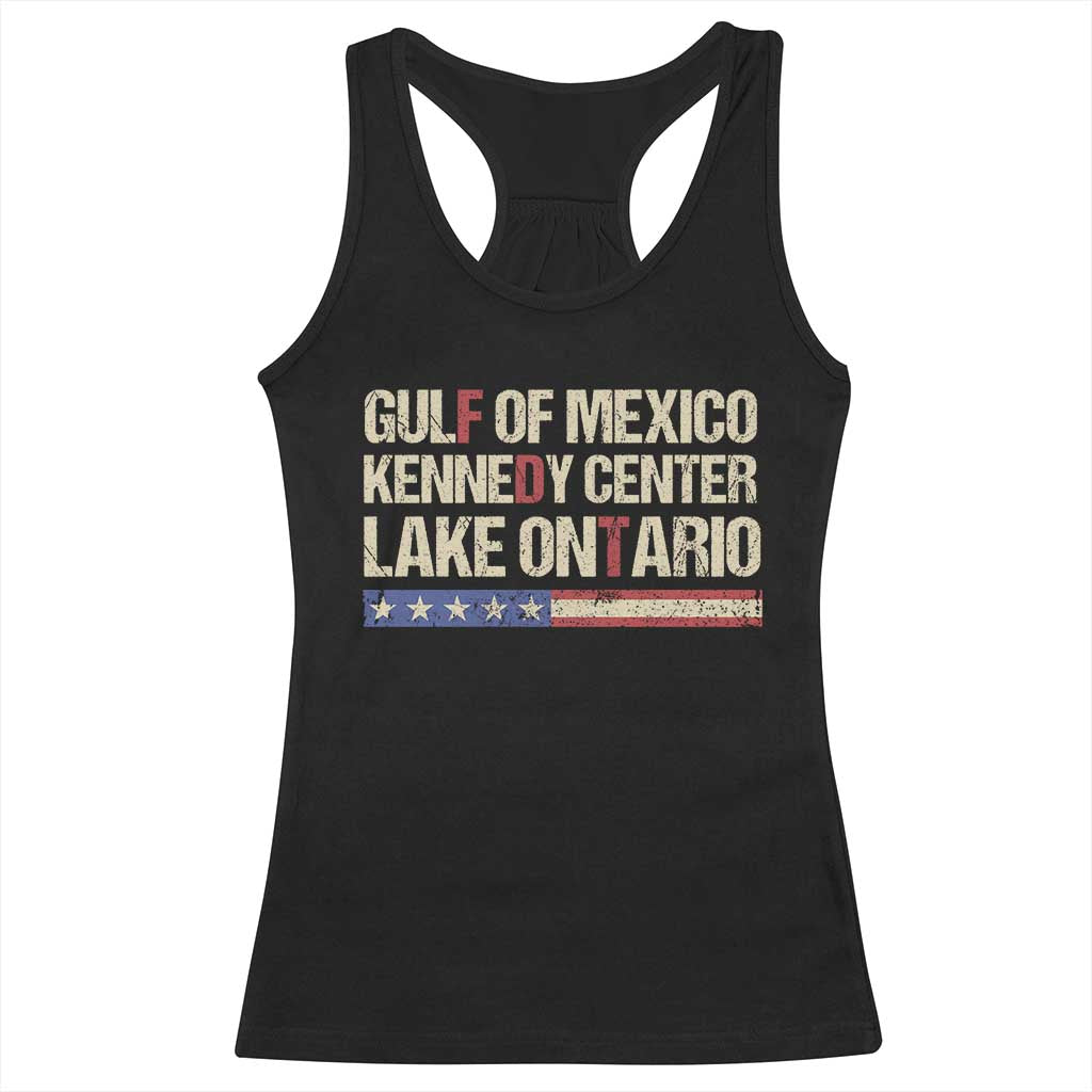 Gulf Of Mexico Kennedy Center Lake Ontario Satire Racerback Tank Top Subtle FDT Vintage US Flag