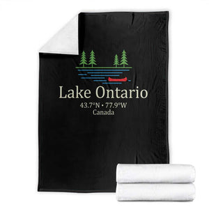 Lake Ontario Canada Canoe Map Coordinates Throw Blanket Outdoor Camping Nature Lover Gift