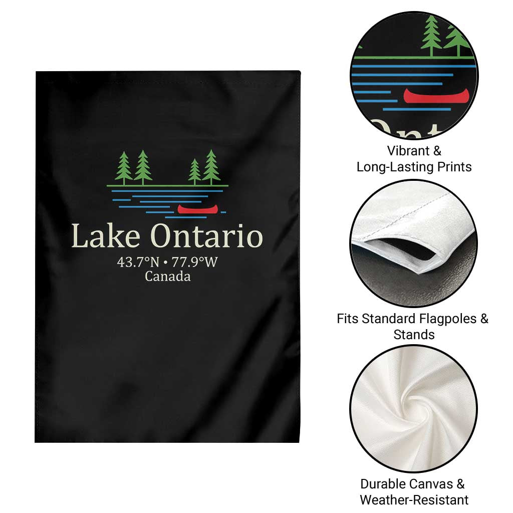 Lake Ontario Canada Canoe Map Coordinates Garden Flag Outdoor Camping Nature Lover Gift