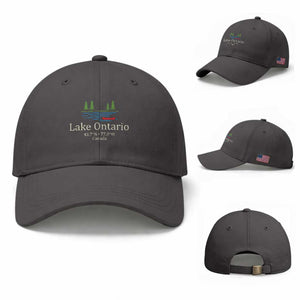 Lake Ontario Canada Canoe Map Coordinates Baseball Cap Outdoor Camping Nature Lover Gift
