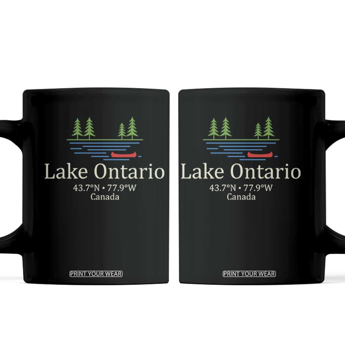 Lake Ontario Canada Canoe Map Coordinates Coffee Mug Outdoor Camping Nature Lover Gift