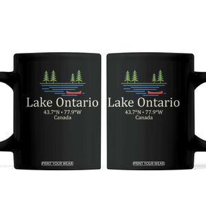 Lake Ontario Canada Canoe Map Coordinates Coffee Mug Outdoor Camping Nature Lover Gift