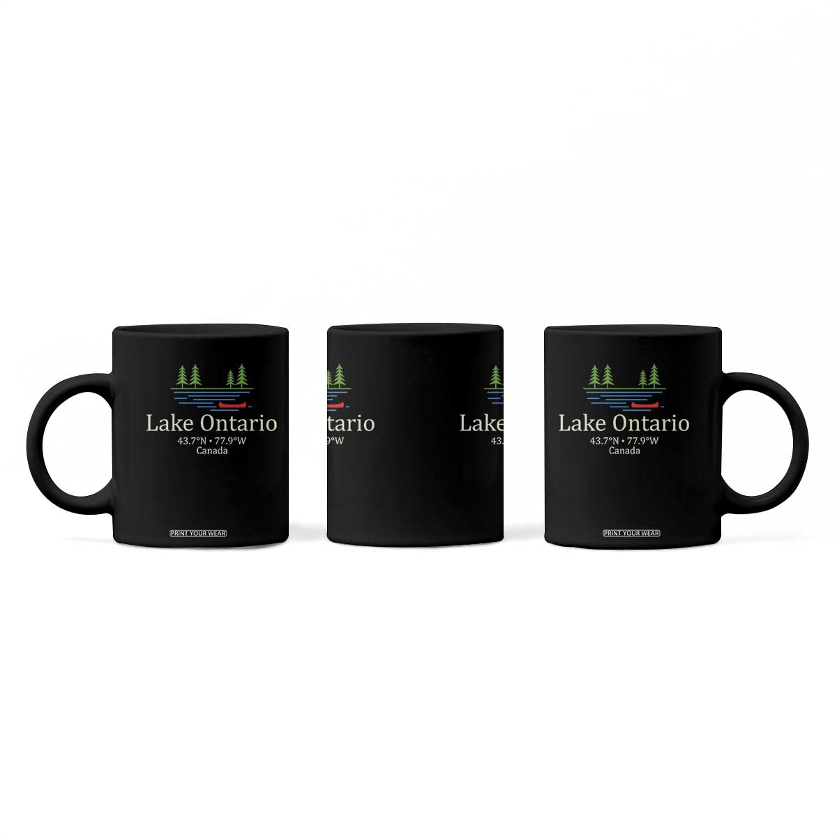 Lake Ontario Canada Canoe Map Coordinates Coffee Mug Outdoor Camping Nature Lover Gift