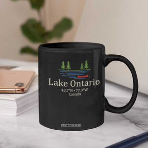 Lake Ontario Canada Canoe Map Coordinates Coffee Mug Outdoor Camping Nature Lover Gift