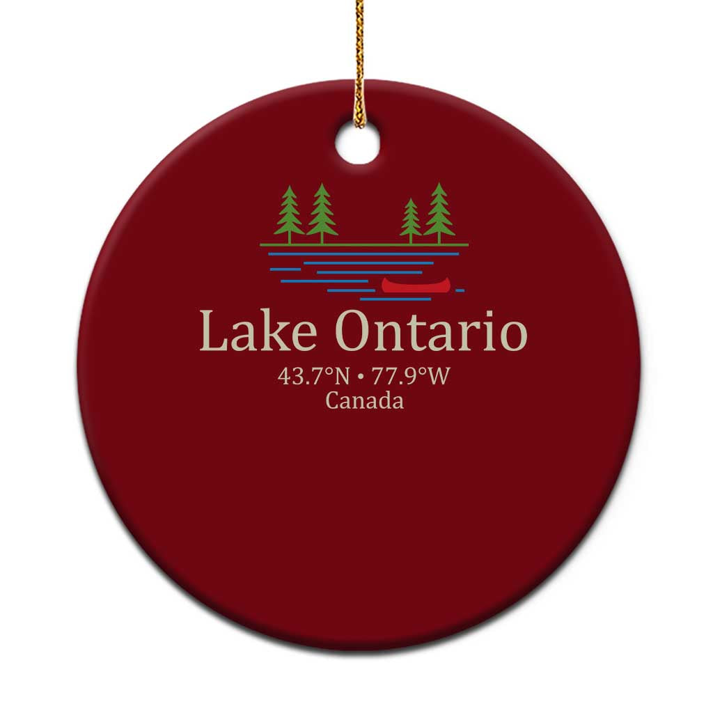 Lake Ontario Canada Canoe Map Coordinates Ceramic Ornament Outdoor Camping Nature Lover Gift