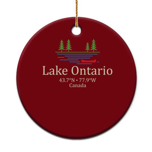 Lake Ontario Canada Canoe Map Coordinates Ceramic Ornament Outdoor Camping Nature Lover Gift
