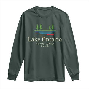 Lake Ontario Canada Canoe Map Coordinates Long Sleeve Shirt Outdoor Camping Nature Lover Gift