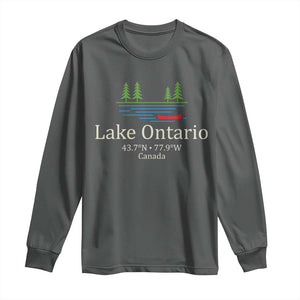 Lake Ontario Canada Canoe Map Coordinates Long Sleeve Shirt Outdoor Camping Nature Lover Gift