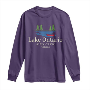 Lake Ontario Canada Canoe Map Coordinates Long Sleeve Shirt Outdoor Camping Nature Lover Gift