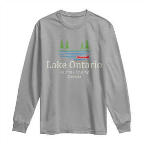 Lake Ontario Canada Canoe Map Coordinates Long Sleeve Shirt Outdoor Camping Nature Lover Gift