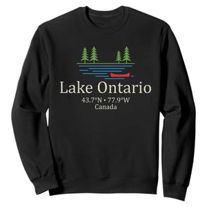 Lake Ontario Canada Canoe Map Coordinates Sweatshirt Outdoor Camping Nature Lover Gift