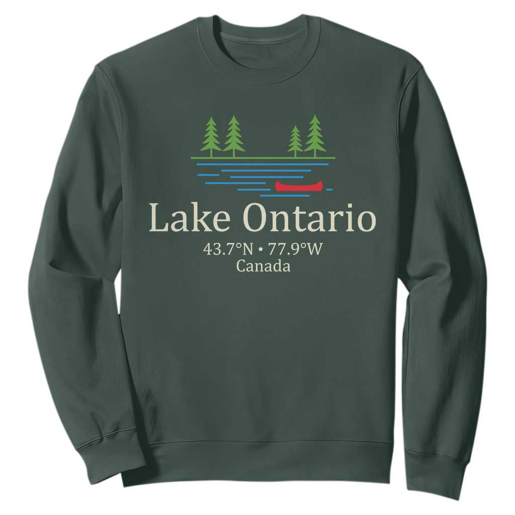 Lake Ontario Canada Canoe Map Coordinates Sweatshirt Outdoor Camping Nature Lover Gift