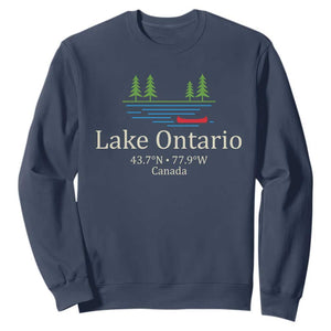 Lake Ontario Canada Canoe Map Coordinates Sweatshirt Outdoor Camping Nature Lover Gift