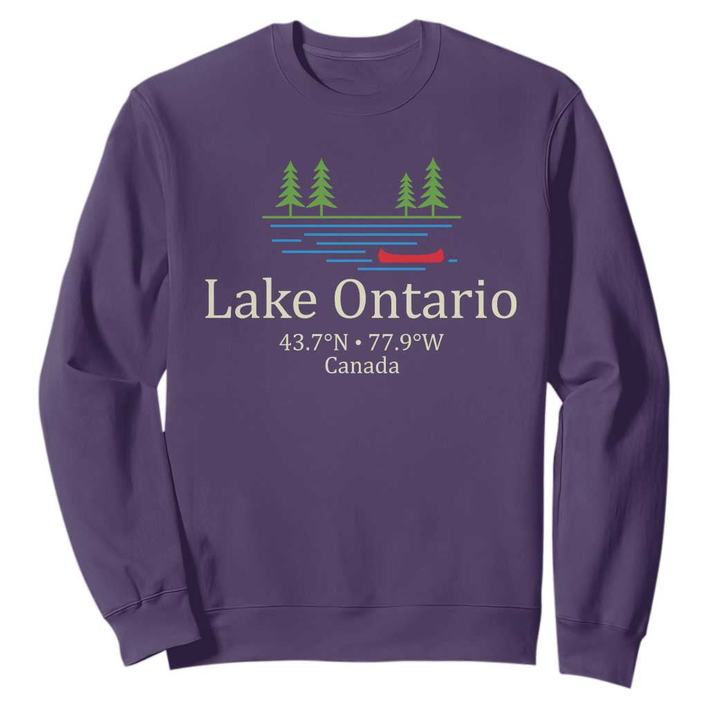 Lake Ontario Canada Canoe Map Coordinates Sweatshirt Outdoor Camping Nature Lover Gift