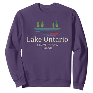 Lake Ontario Canada Canoe Map Coordinates Sweatshirt Outdoor Camping Nature Lover Gift