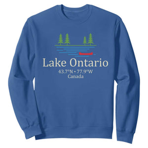 Lake Ontario Canada Canoe Map Coordinates Sweatshirt Outdoor Camping Nature Lover Gift