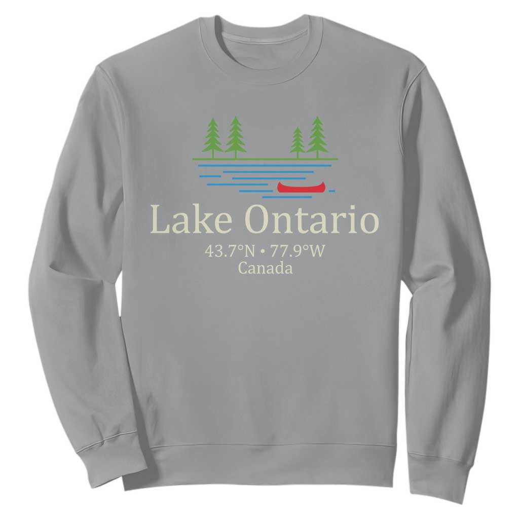 Lake Ontario Canada Canoe Map Coordinates Sweatshirt Outdoor Camping Nature Lover Gift