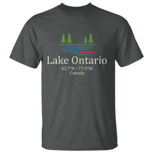 Lake Ontario Canada Canoe Map Coordinates T Shirt Outdoor Camping Nature Lover Gift