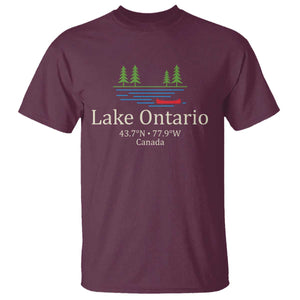 Lake Ontario Canada Canoe Map Coordinates T Shirt Outdoor Camping Nature Lover Gift