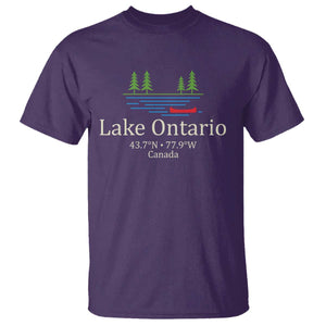 Lake Ontario Canada Canoe Map Coordinates T Shirt Outdoor Camping Nature Lover Gift