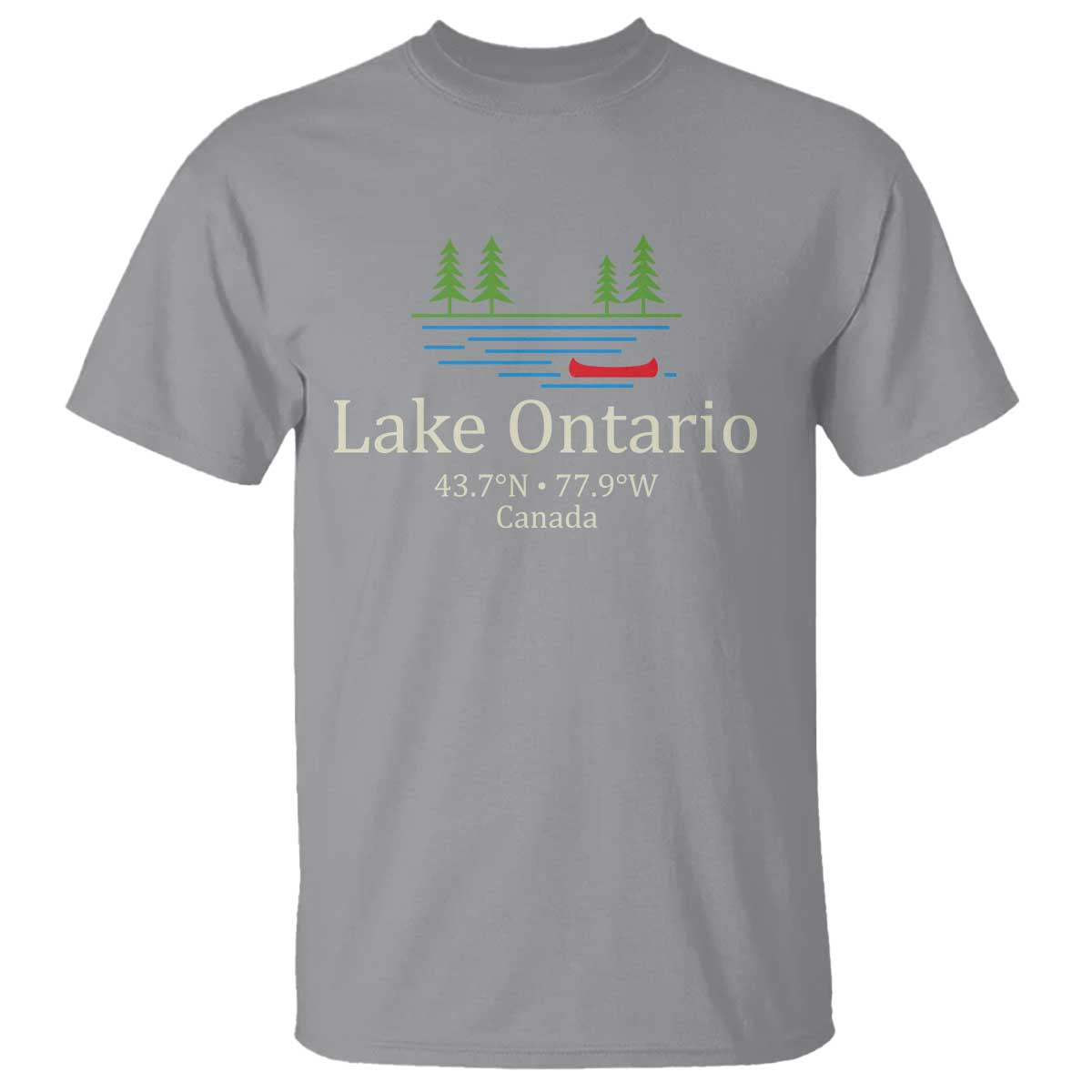 Lake Ontario Canada Canoe Map Coordinates T Shirt Outdoor Camping Nature Lover Gift