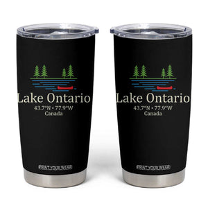 Lake Ontario Canada Canoe Map Coordinates Tumbler Cup Outdoor Camping Nature Lover Gift
