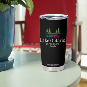 Lake Ontario Canada Canoe Map Coordinates Tumbler Cup Outdoor Camping Nature Lover Gift