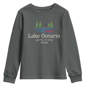 Lake Ontario Canada Canoe Map Coordinates Youth Sweatshirt Outdoor Camping Nature Lover Gift