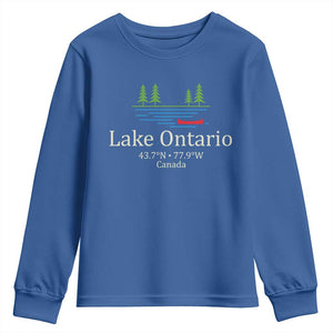Lake Ontario Canada Canoe Map Coordinates Youth Sweatshirt Outdoor Camping Nature Lover Gift