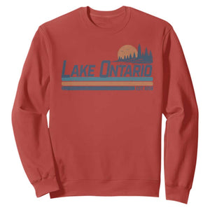 Retro Lake Ontario Est 1656 Sweatshirt Vintage Distressed Sunset Stripe Lighthouse Gift