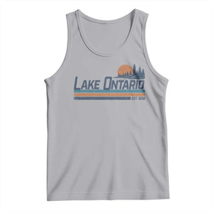 Retro Lake Ontario Est 1656 Tank Top Vintage Distressed Sunset Stripe Lighthouse Gift