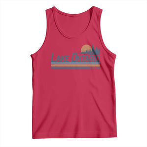 Retro Lake Ontario Est 1656 Tank Top Vintage Distressed Sunset Stripe Lighthouse Gift