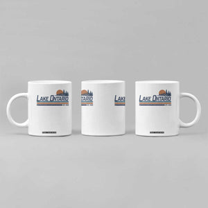 Retro Lake Ontario Est 1656 Coffee Mug Vintage Distressed Sunset Stripe Lighthouse Gift