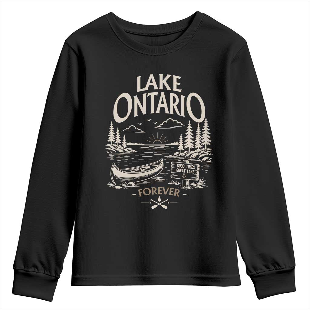 Lake Ontario Good Times Great Lake Forever Youth Sweatshirt Canoe Camping Outdoor Gift