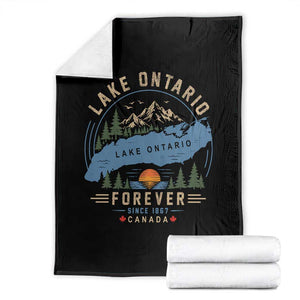Lake Ontario Forever Since 1867 Throw Blanket Canada Map Crest Vintage Great Lakes Gift