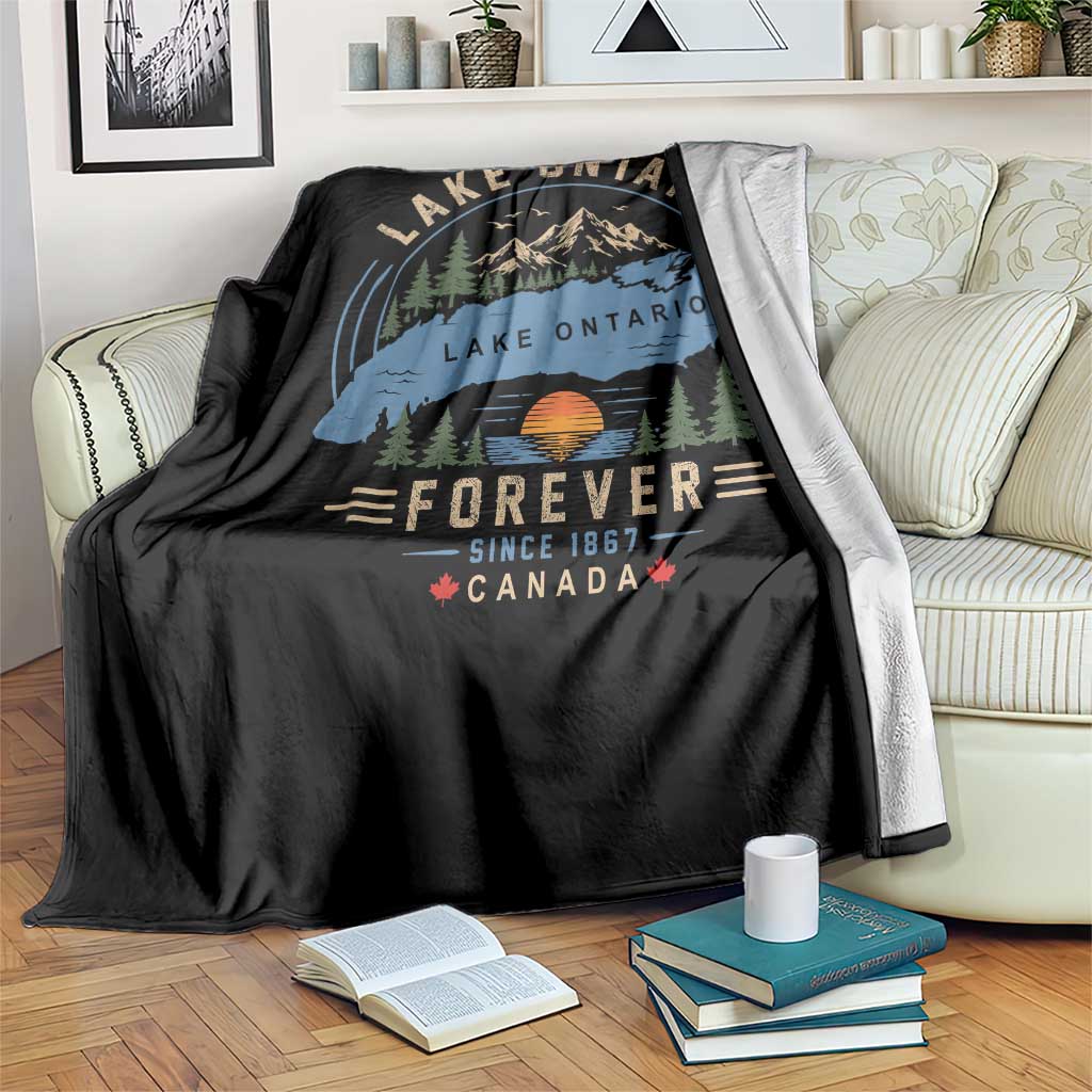 Lake Ontario Forever Since 1867 Throw Blanket Canada Map Crest Vintage Great Lakes Gift